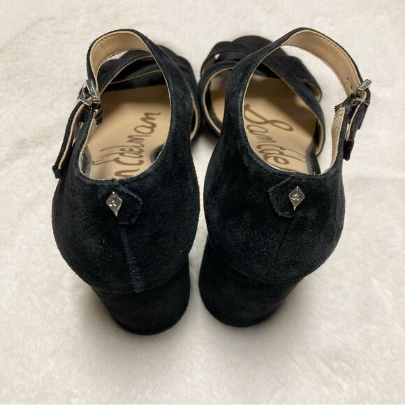 Sam Edelman Orlane Black Block Sandal Heels Suede Leather Size 9.5 - Picture 7 of 14